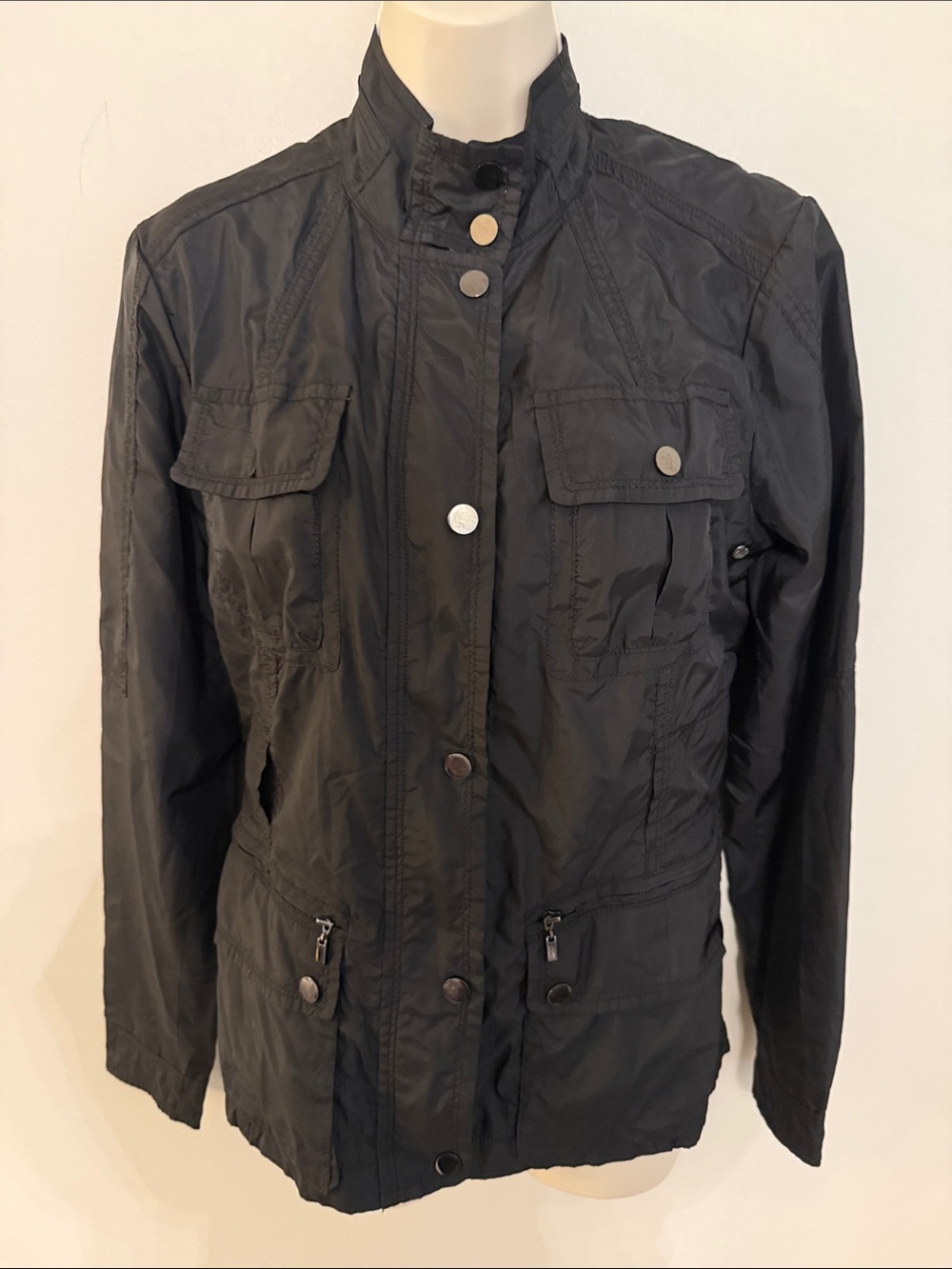 bagatelle Black Utility Field Jacket with Snap Front